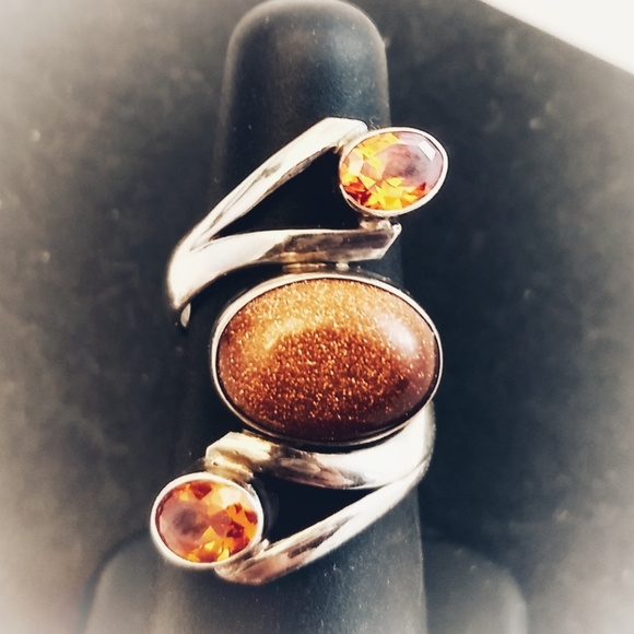 Jewelry - Sterling silver Goldstone Sun Sitara Wrap ring